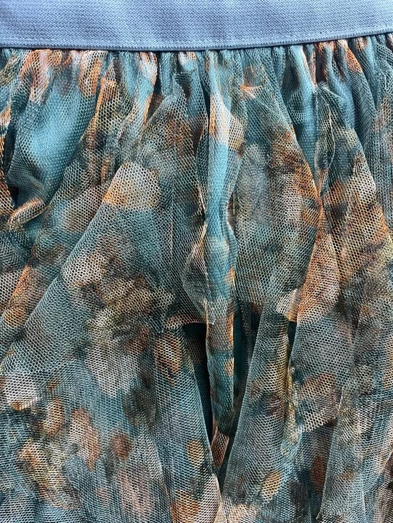 Green Floral Tulle Skirt Tiered Midi/ Boho Cottagecore Romantic Skirt - Picture 4 of 7